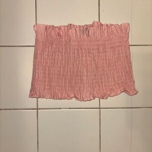 Pink Smocked Bubble Crop Top